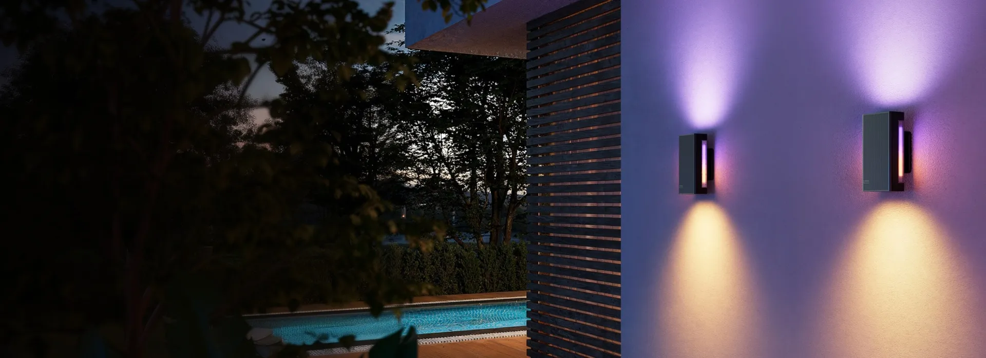 Amplios haces de luz hacia arriba y hacia abajo
