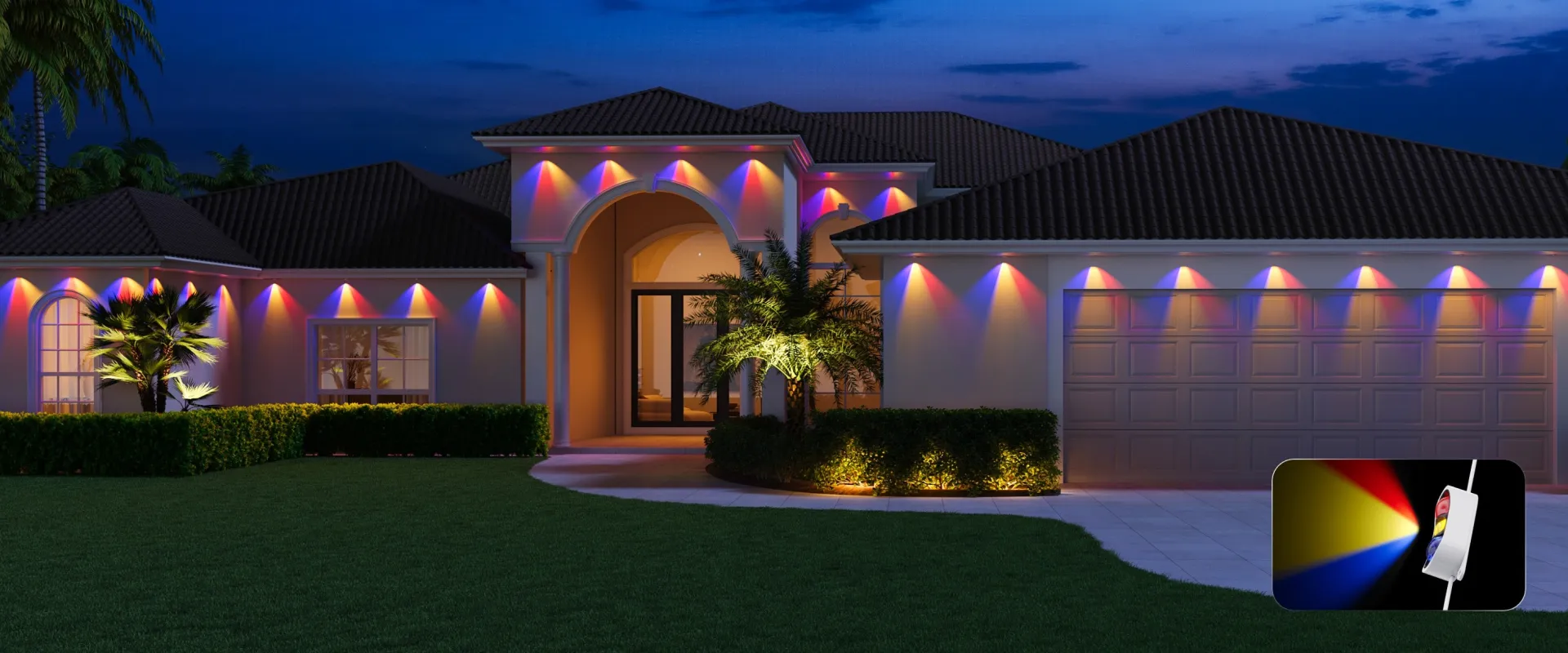 Efectos de iluminación en tres colores