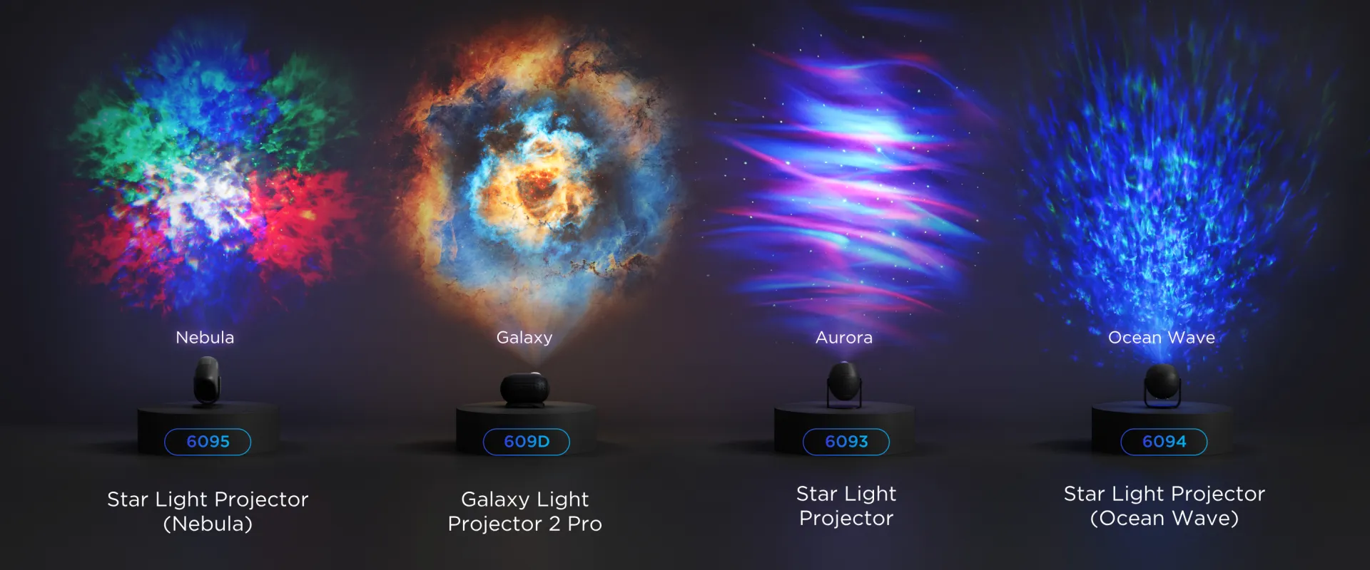 Compara los efectos de iluminación de la serie Govee Star Projector Light