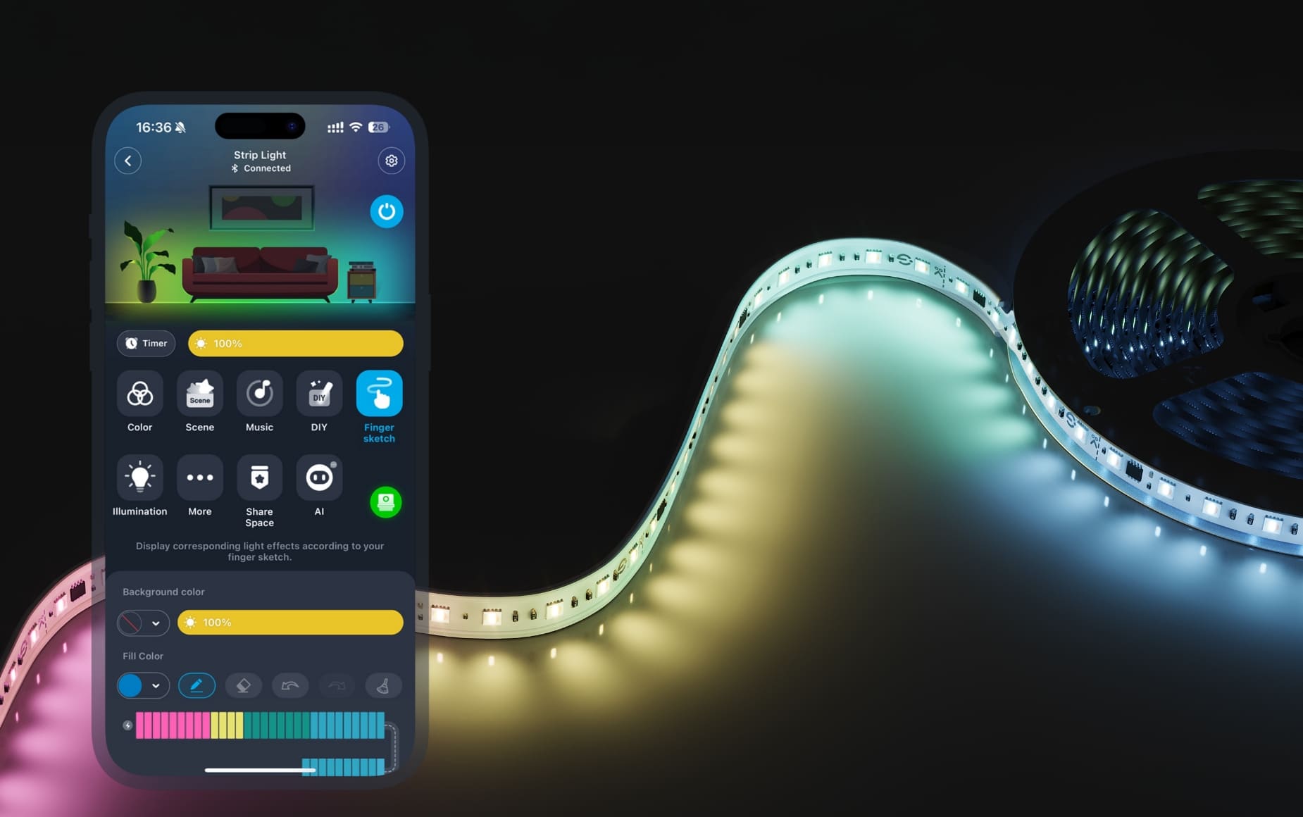 Control segmentado con iluminación DIY