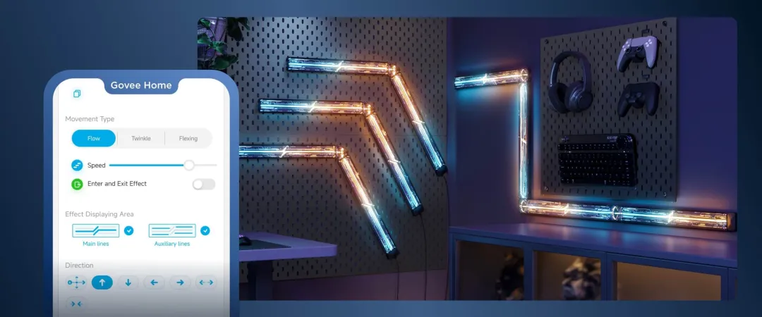 Placa frontal translúcida futurista y líneas de difusión elevadas